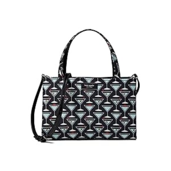 #114 NWT -  Kate Spade New York Sam Icon Martini Printed Fabric Small Tote - Picture 1 of 10
